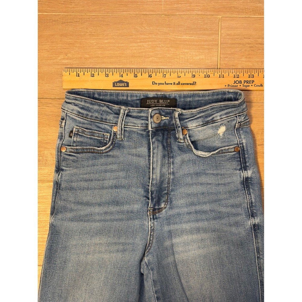 Judy Blue High Waist Distressed Wide Leg Jeans Medium Wash Size 3/26‎ - Picture 5 of 10
